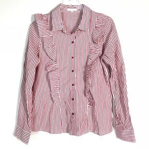 {SOCIALITE} Red & White Striped Poplin Button Down